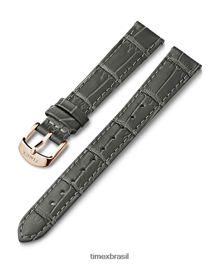 correias | Timex unissex Pulseira de couro de 16 mm XFN60X455 cinza