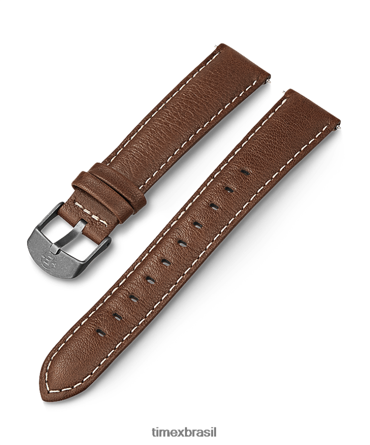 correias | Timex unissex Pulseira de couro de 18 mm XFN60X413 marrom