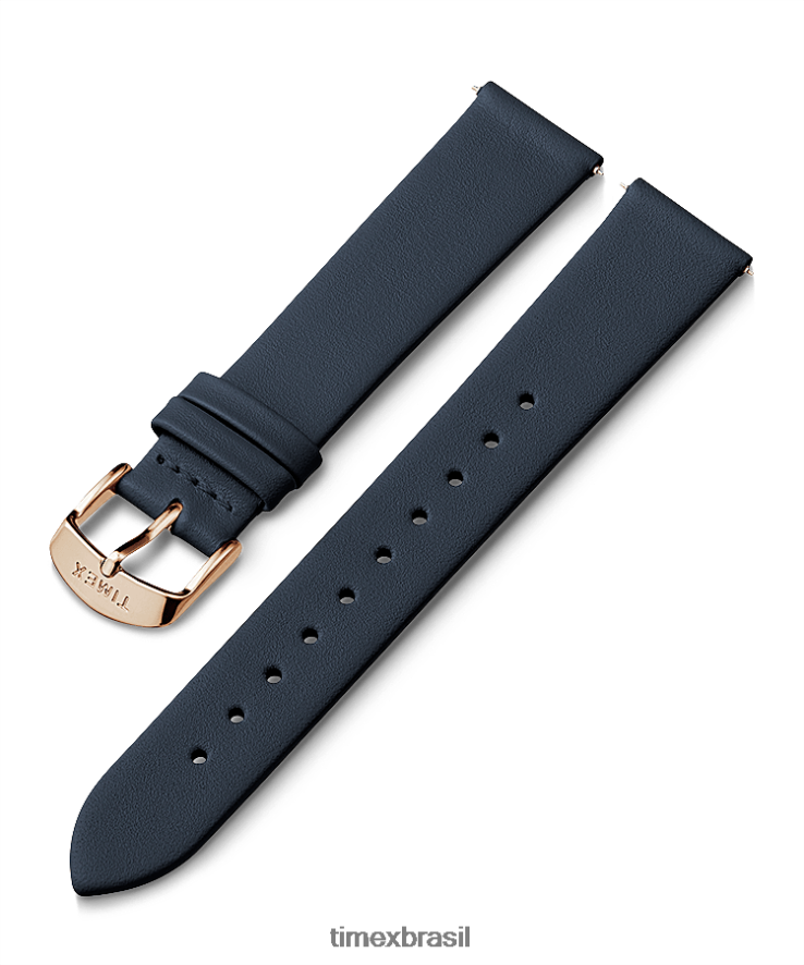 correias | Timex unissex Pulseira de couro de 18 mm XFN60X432 azul