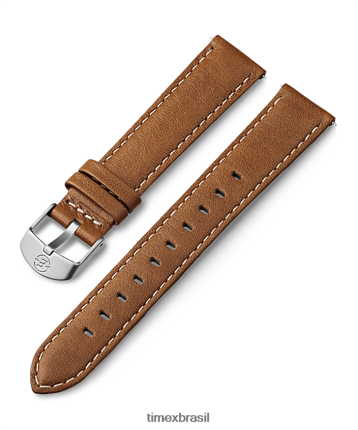 correias | Timex unissex Pulseira de couro de 18 mm XFN60X472 bronzeado