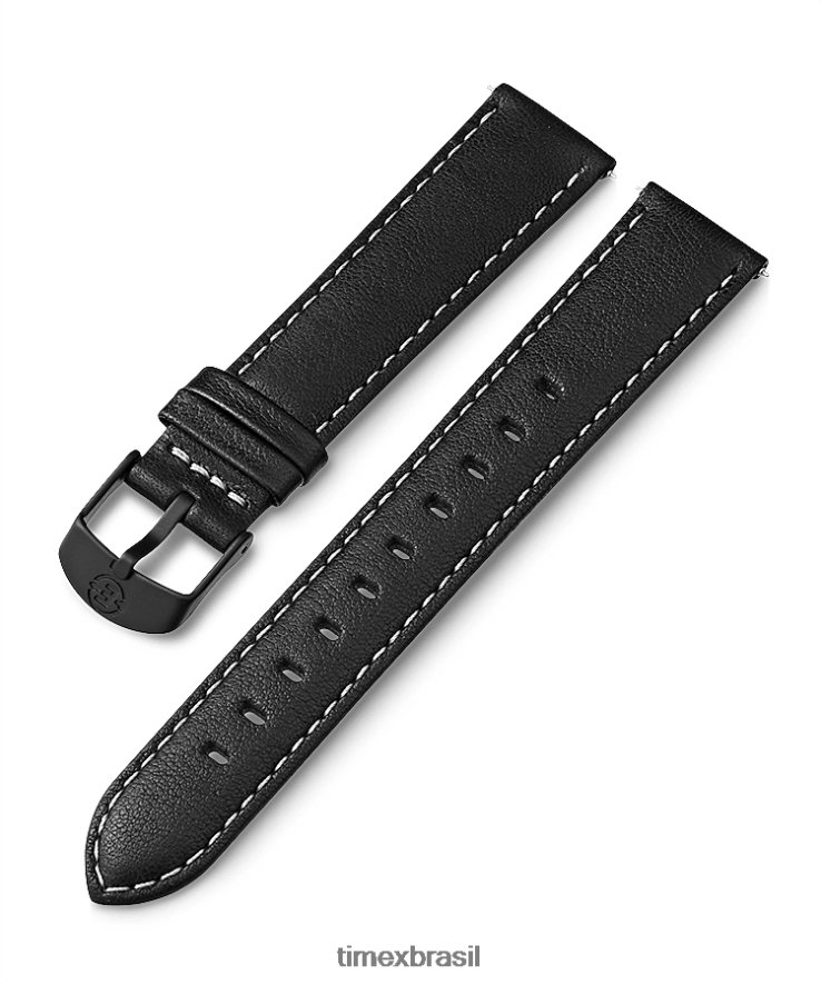 correias | Timex unissex Pulseira de couro de 18 mm XFN60X479 preto