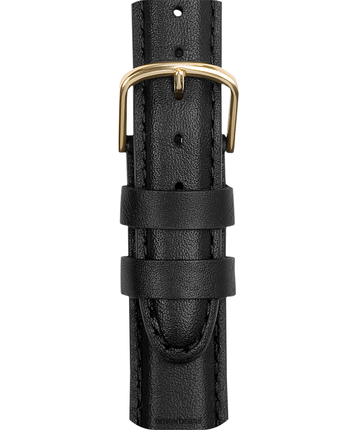 correias | Timex unissex Pulseira de couro de 18 mm XFN60X483 preto/liso