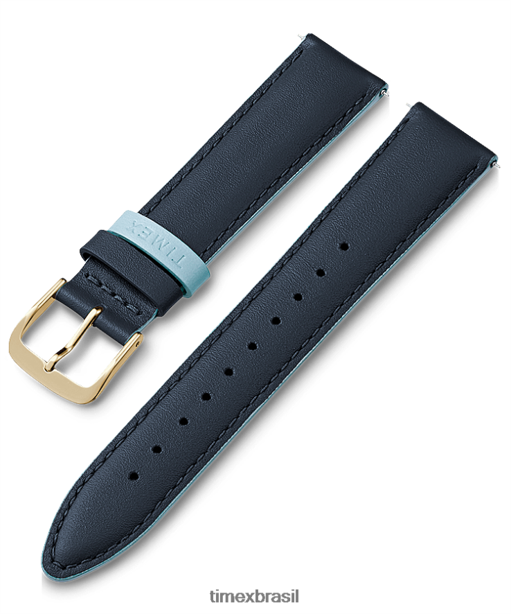 correias | Timex unissex Pulseira de couro de 20mm XFN60X429 azul