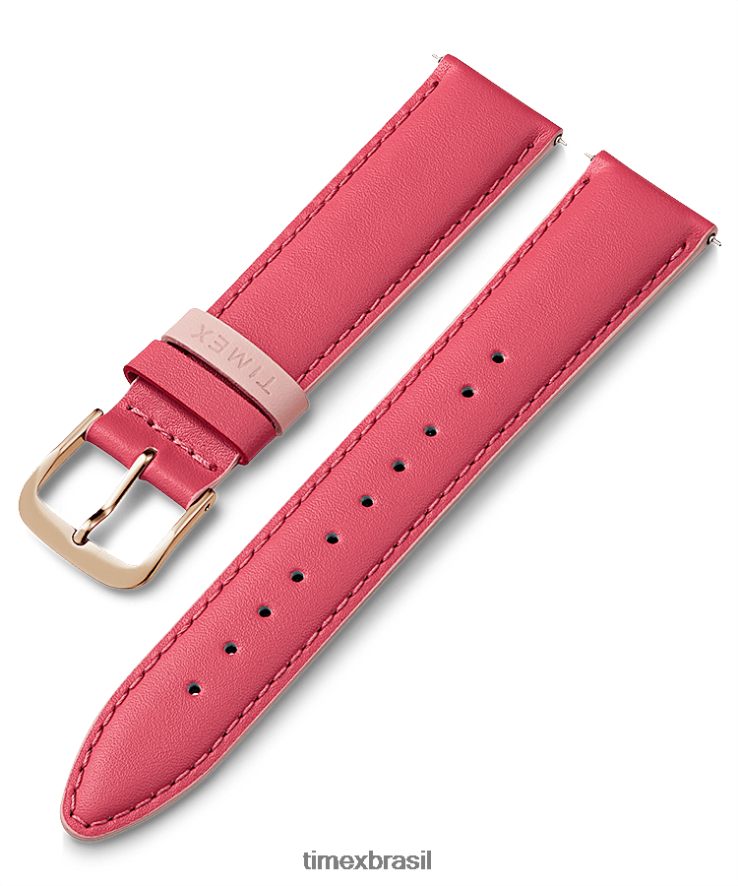 correias | Timex unissex Pulseira de couro de 20mm XFN60X453 rosa
