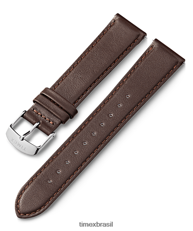 correias | Timex unissex Pulseira de couro de liberação rápida de 20 mm XFN60X422 marrom