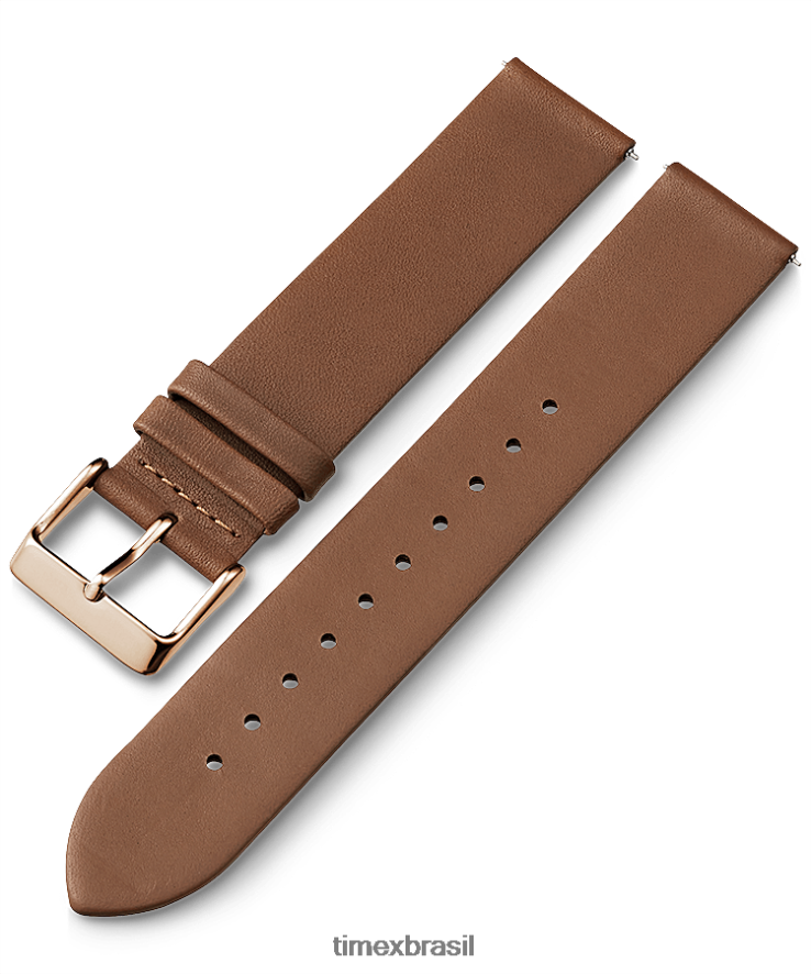 correias | Timex unissex Pulseira de couro de liberação rápida de 20 mm XFN60X423 bronzeado
