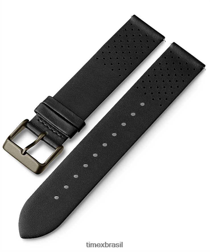 correias | Timex unissex Pulseira de couro de liberação rápida de 20 mm XFN60X461 preto