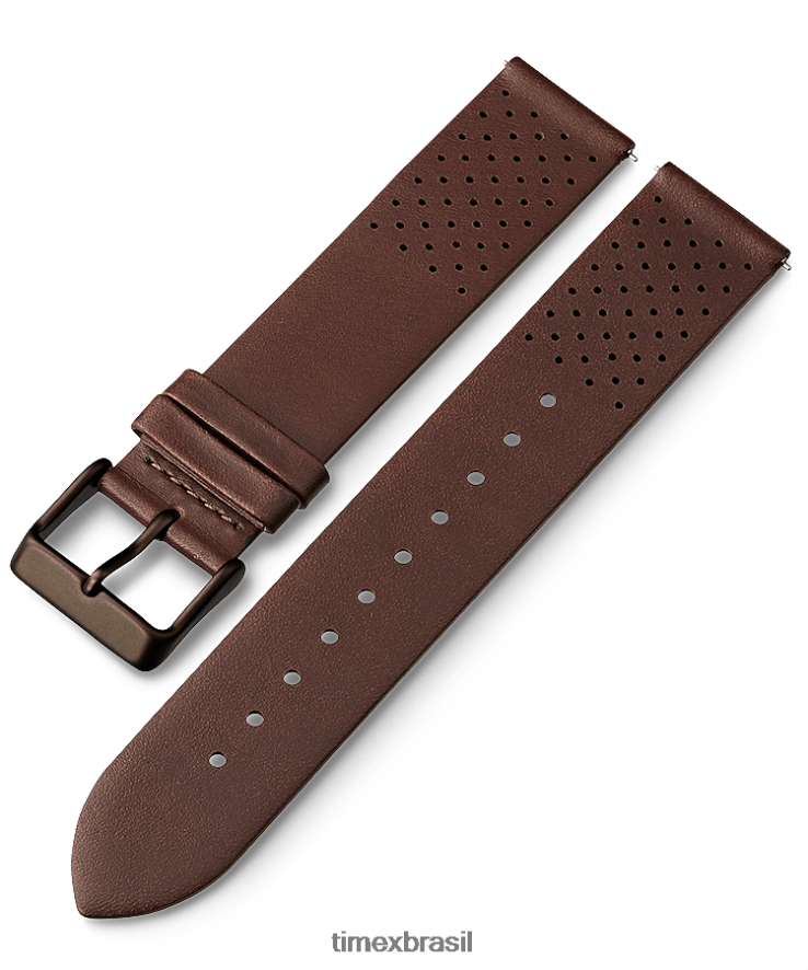 correias | Timex unissex Pulseira de couro de liberação rápida de 20 mm XFN60X465 marrom