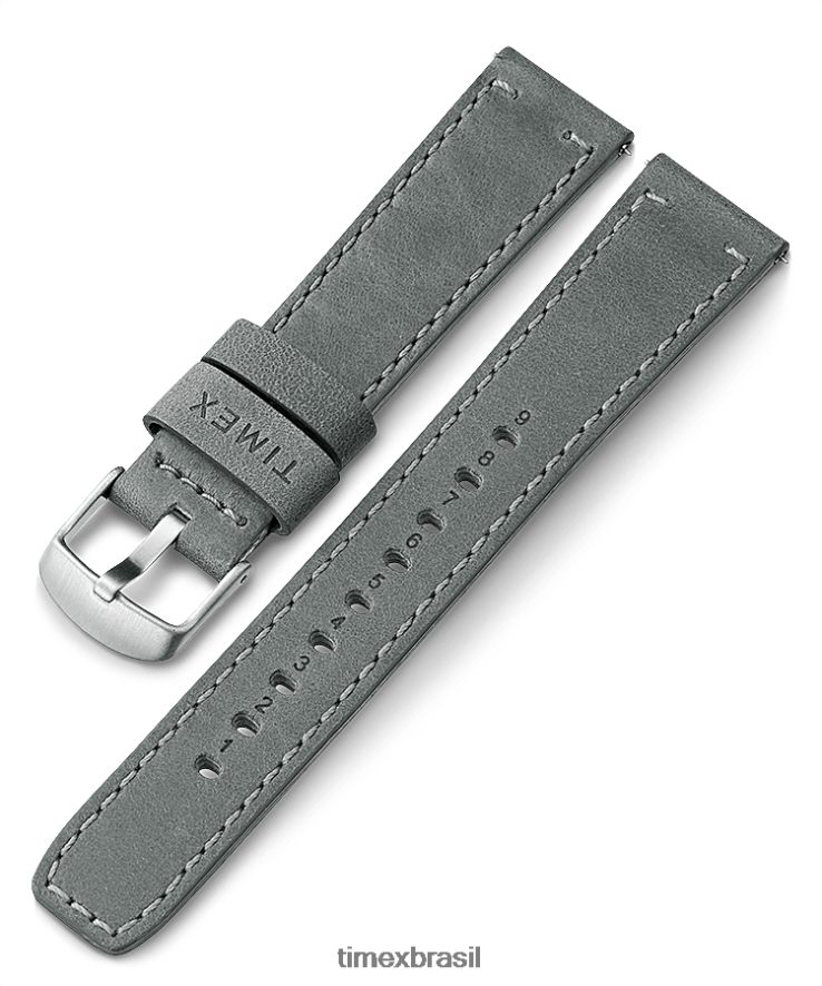 correias | Timex unissex Pulseira de couro de liberação rápida de 20 mm XFN60X468 cinza