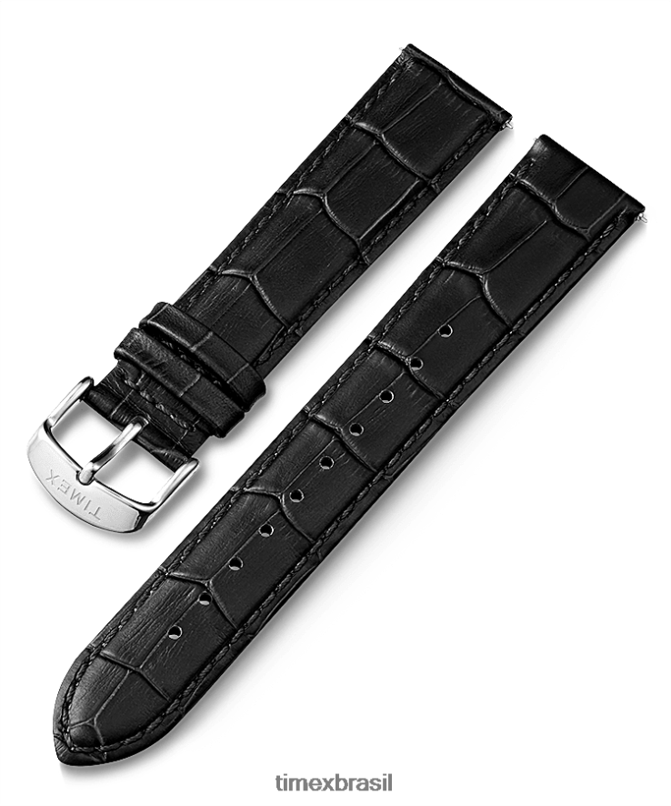 correias | Timex unissex Pulseira de couro de liberação rápida de 20 mm XFN60X469 preto