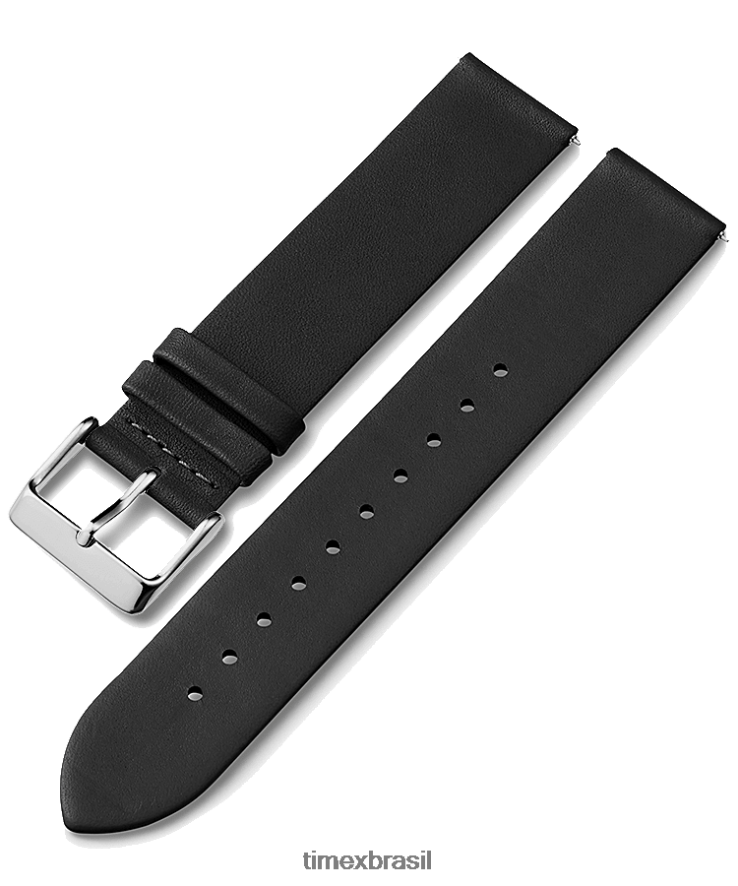 correias | Timex unissex Pulseira de couro de liberação rápida de 20 mm XFN60X473 preto