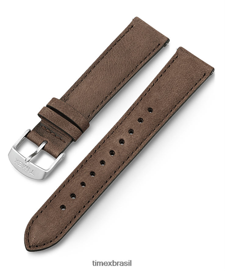 correias | Timex unissex Pulseira de couro de liberação rápida de 20 mm XFN60X476 marrom