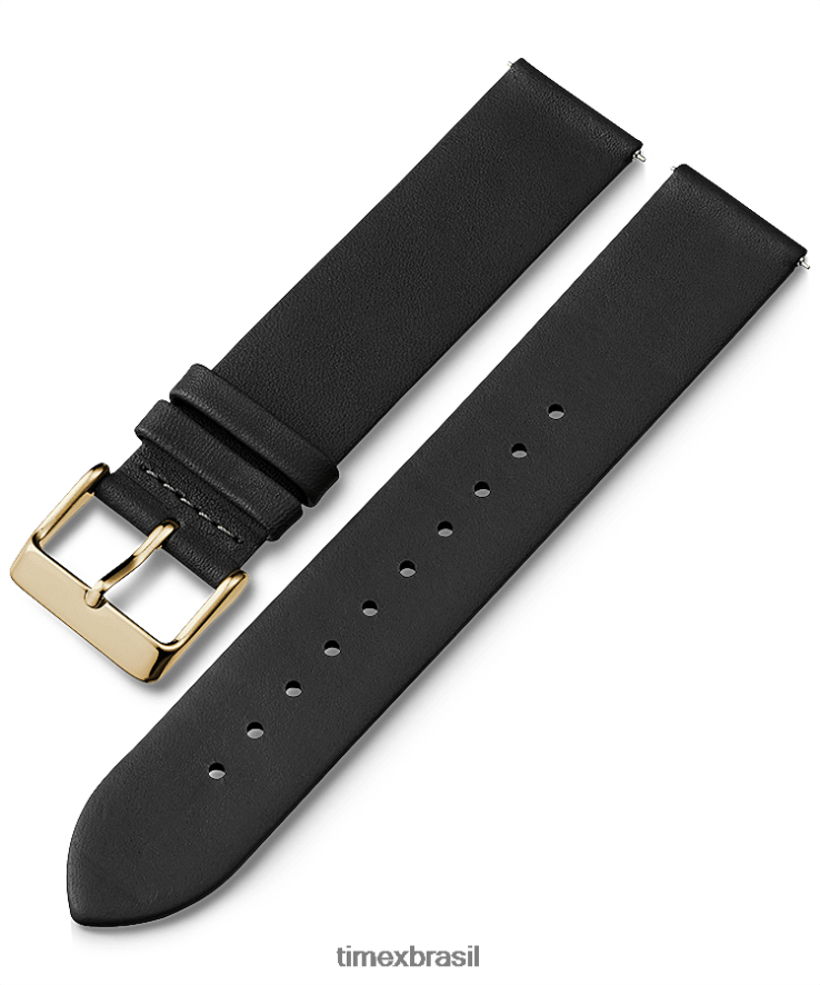 correias | Timex unissex Pulseira de couro de liberação rápida de 20 mm XFN60X481 preto