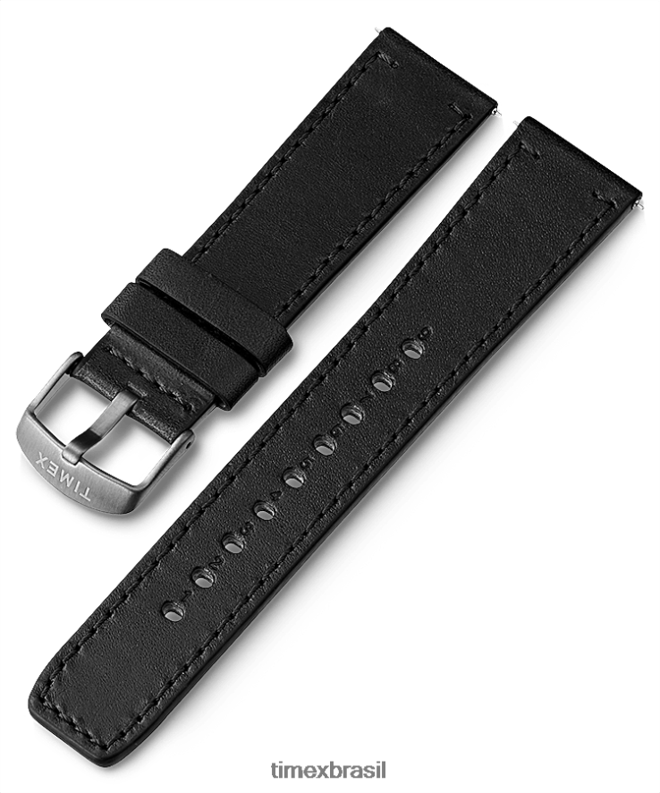 correias | Timex unissex Pulseira de couro de liberação rápida de 22 mm XFN60X426 preto