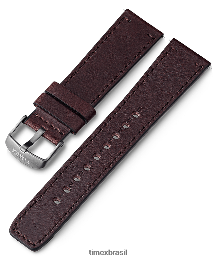 correias | Timex unissex Pulseira de couro de liberação rápida de 22 mm XFN60X449 marrom