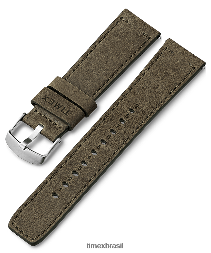 correias | Timex unissex Pulseira de couro de liberação rápida de 22 mm XFN60X451 verde