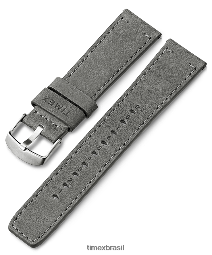 correias | Timex unissex Pulseira de couro de liberação rápida de 22 mm XFN60X459 cinza