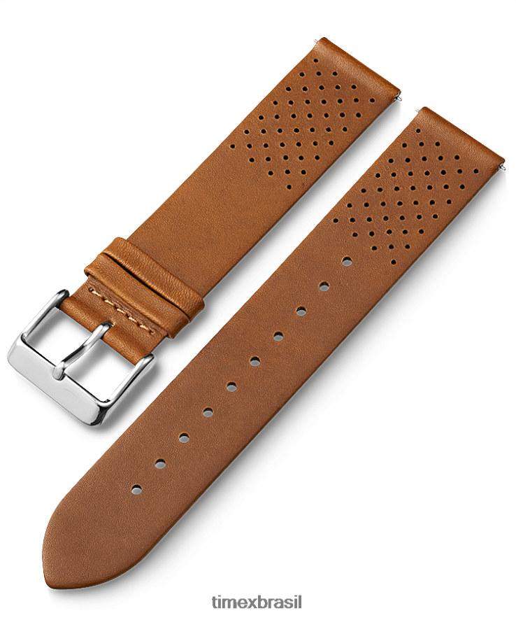 correias | Timex unissex Pulseira de couro fosco de liberação rápida de 20 mm XFN60X418 bronzeado