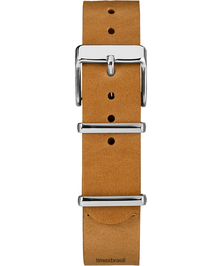 correias | Timex unissex Pulseira de dupla camada em couro de 18 mm XFN60X420 bronzeado