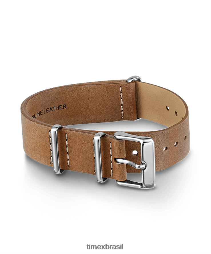 correias | Timex unissex Pulseira de dupla camada em couro de 18 mm XFN60X438 champanhe