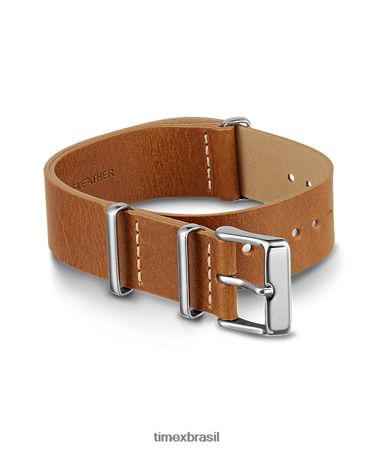 correias | Timex unissex Pulseira de dupla camada em couro de 20 mm XFN60X417 bronzeado