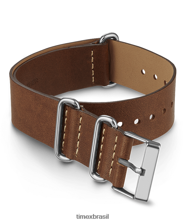 correias | Timex unissex Pulseira de dupla camada em couro de 20 mm XFN60X460 marrom