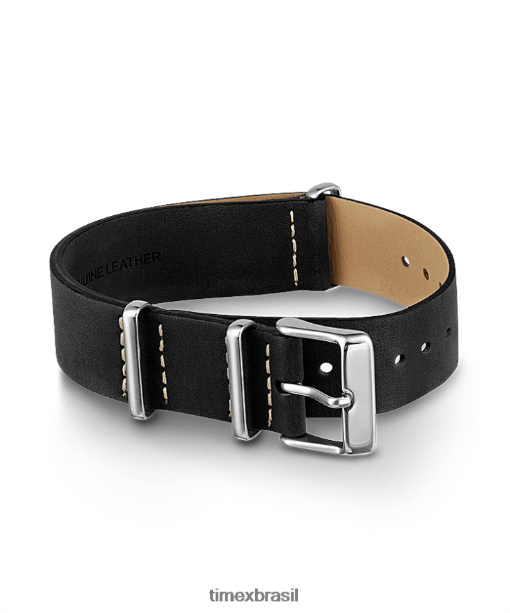 correias | Timex unissex Pulseira de dupla camada em couro de 20 mm XFN60X463 preto