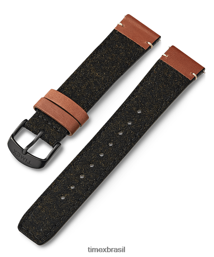 correias | Timex unissex Pulseira de tecido de 20 mm com detalhes em couro XFN60X439 preto