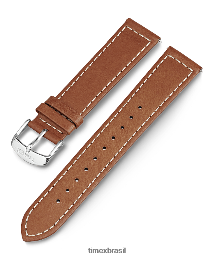 correias | Timex unissex pulseira de couro costurada em duas peças XFN60X456 bronzeado