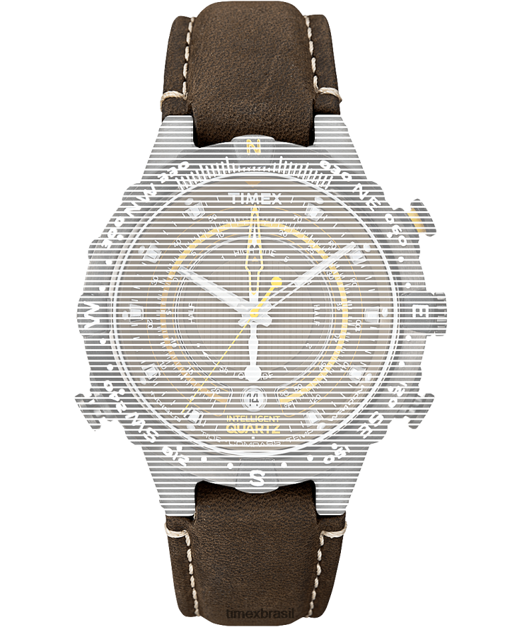 correias | Timex unissex pulseira de reposição para bússola inteligente de temperatura de maré de quartzo XFN60X703 marrom