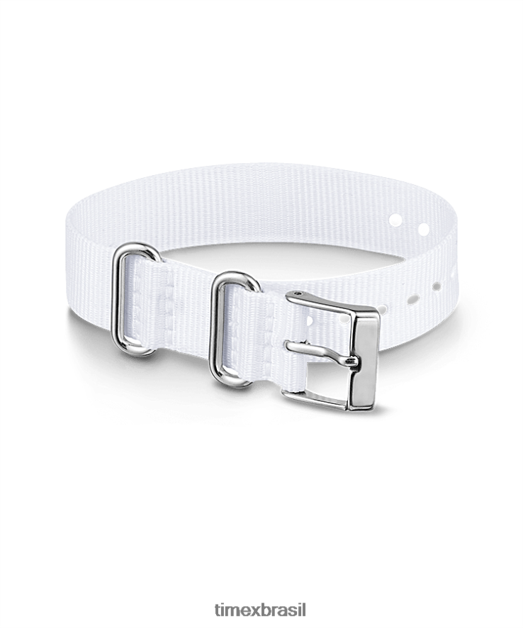 correias | Timex unissex Alça deslizante de camada única em tecido de 16 mm XFN60X504 branco