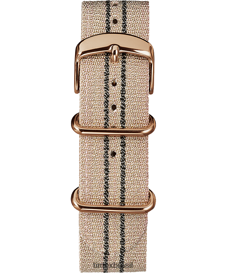 correias | Timex unissex Correia deslizante em tecido com listras metálicas de 20 mm XFN60X534 rosa