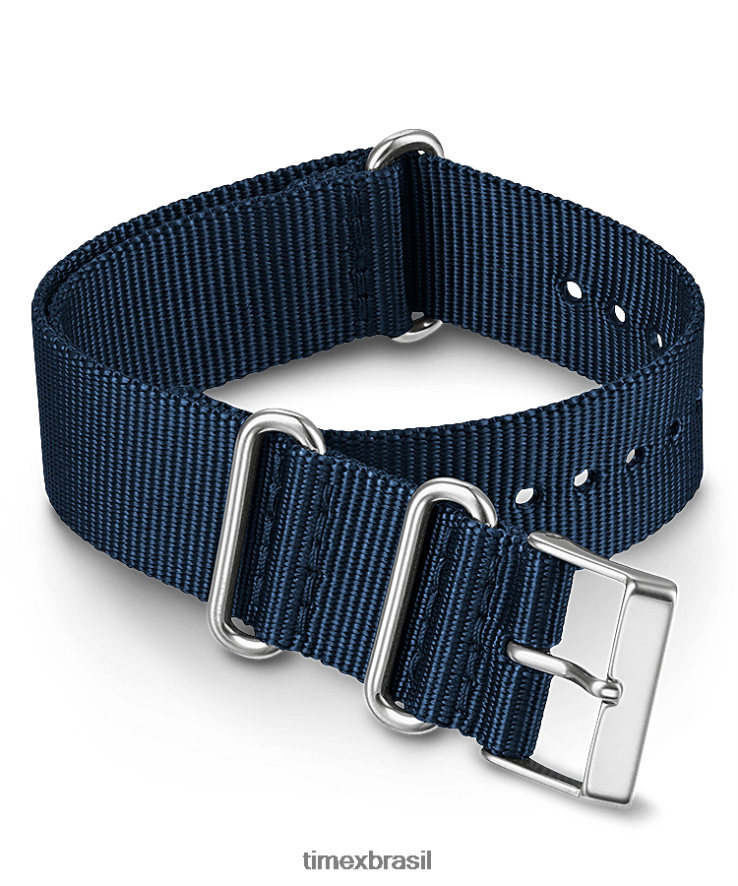 correias | Timex unissex Correia dupla camada de tecido de 20 mm XFN60X508 azul
