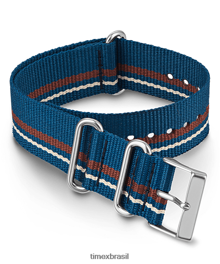 correias | Timex unissex Correia dupla camada de tecido de 20 mm XFN60X509 azul