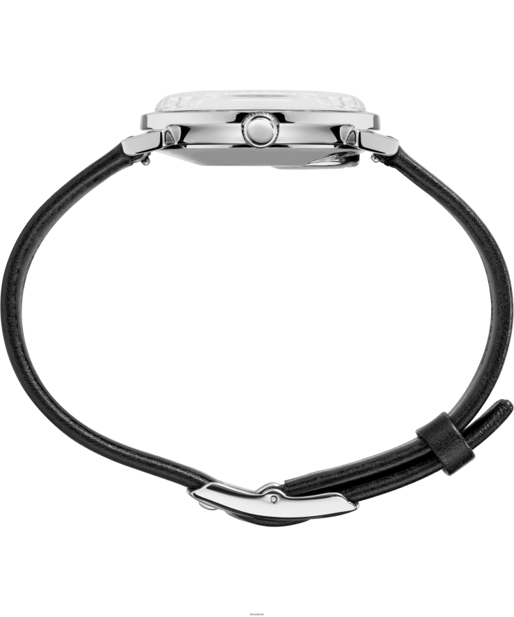 relógios | Q Timex homens Relógio com pulseira de couro de 35 mm com data de reedição de 1978 XFN60X294 aço inoxidável/preto/tom prateado