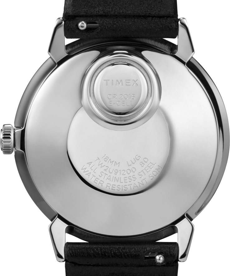 relógios | Q Timex homens Relógio com pulseira de couro de 35 mm com data de reedição de 1978 XFN60X294 aço inoxidável/preto/tom prateado