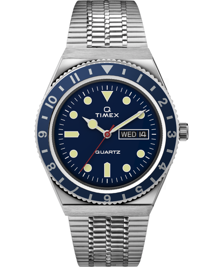 relógios | Q Timex homens reeditar relógio com pulseira de aço inoxidável de 38 mm XFN60X297 aço inoxidável/azul