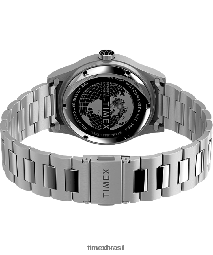 relógios | Timex homens Waterbury tradicional dia/data 39 mm com pulseira de aço inoxidável XFN60X276 aço inoxidável/tom prateado