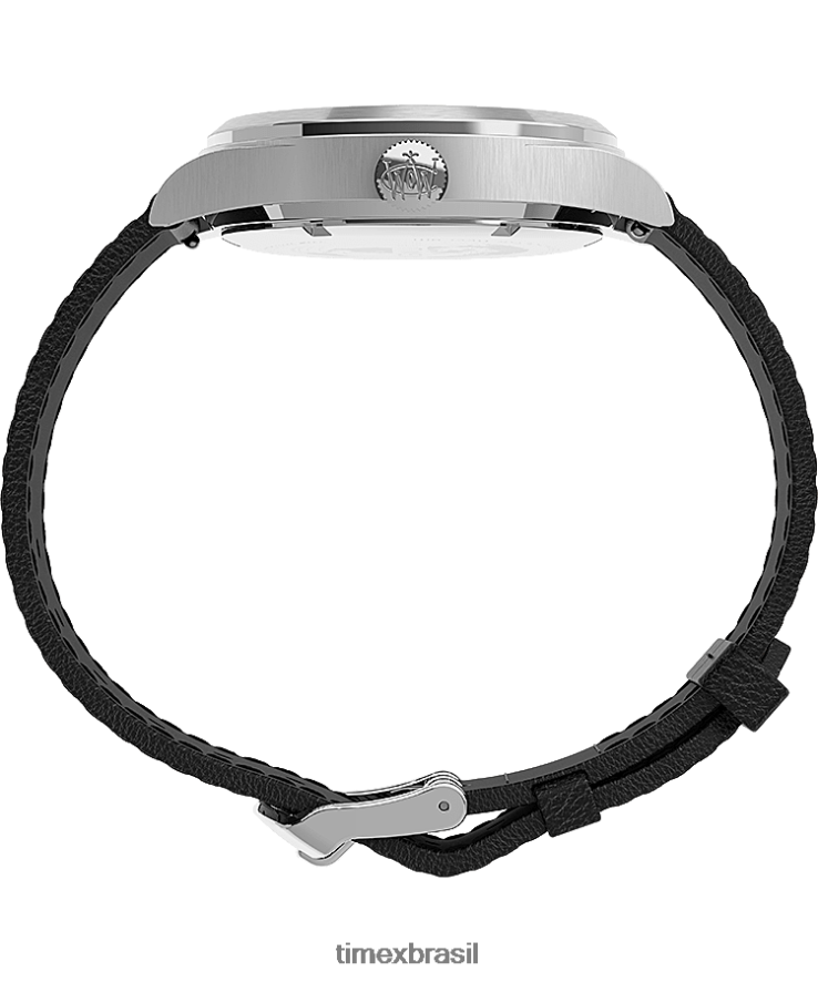 relógios | Timex homens Waterbury tradicional relógio com pulseira de couro de 39 mm e data do dia XFN60X289 aço inoxidável/preto/tom prateado