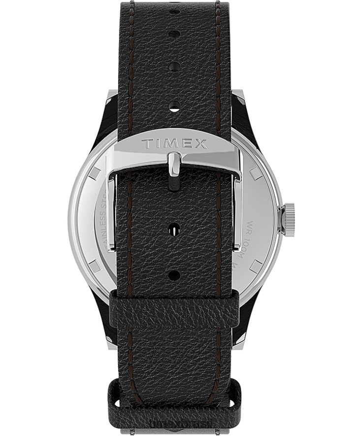 relógios | Timex homens Waterbury tradicional relógio com pulseira de couro de 39 mm e data do dia XFN60X289 aço inoxidável/preto/tom prateado