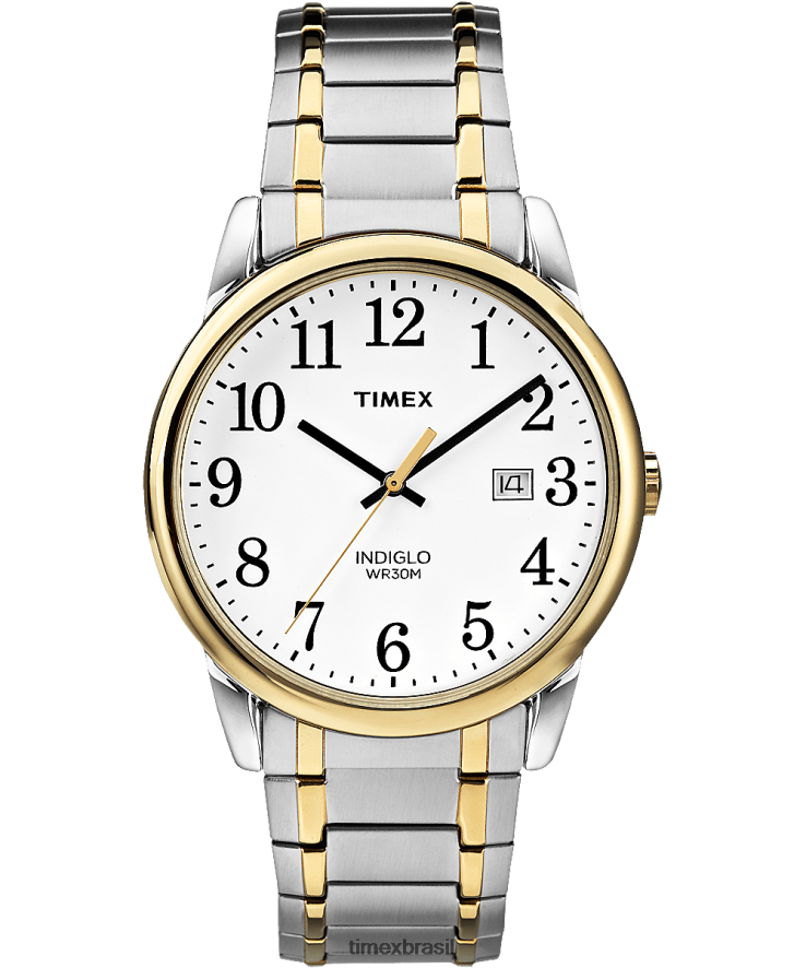 relógios | Timex homens data de leitura fácil relógio com banda de expansão de 38 mm XFN60X315 bicolor/branco