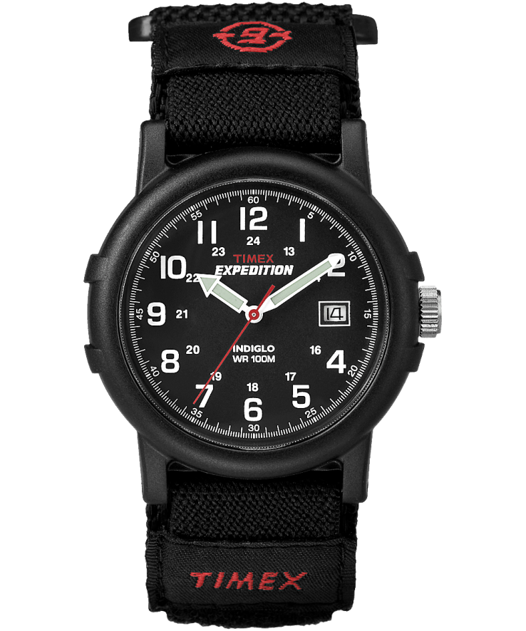 relógios | Timex homens relógio de envoltório rápido de tecido de 38 mm para campista de expedição XFN60X302 preto