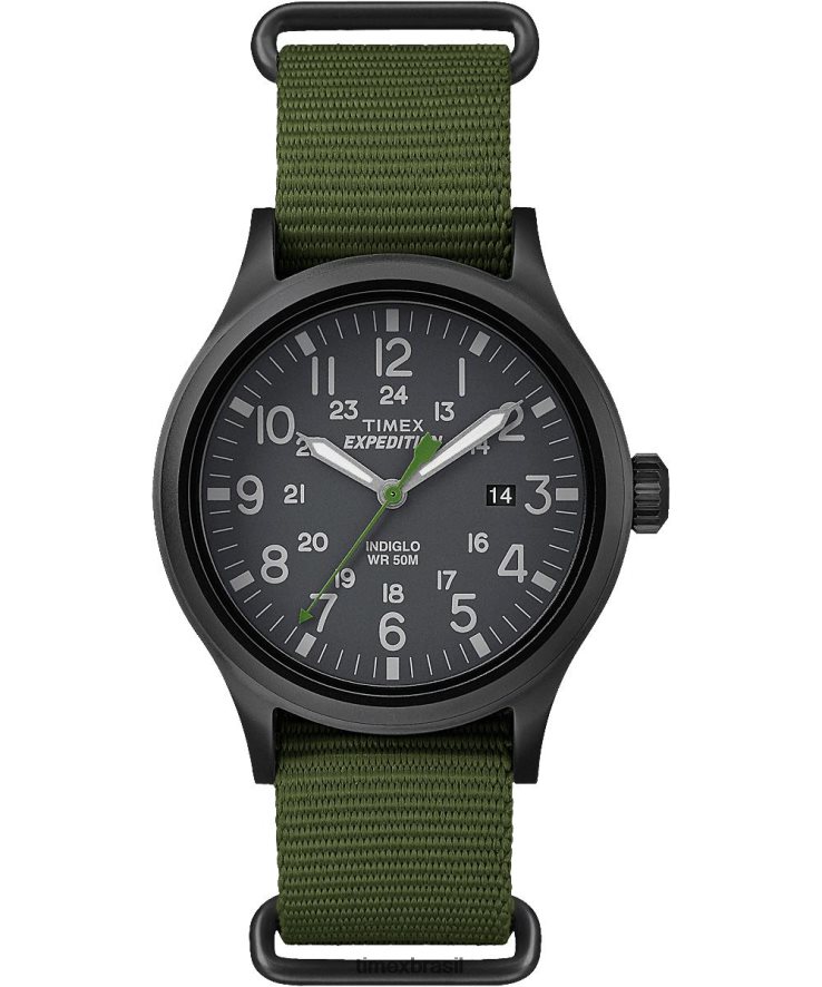 relógios | Timex homens relógio expedicionário scout com pulseira de tecido de 40 mm XFN60X304 Preto Verde