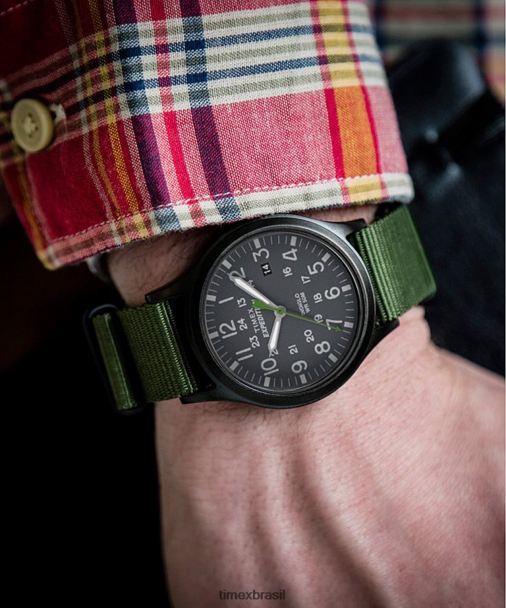 relógios | Timex homens relógio expedicionário scout com pulseira de tecido de 40 mm XFN60X304 Preto Verde