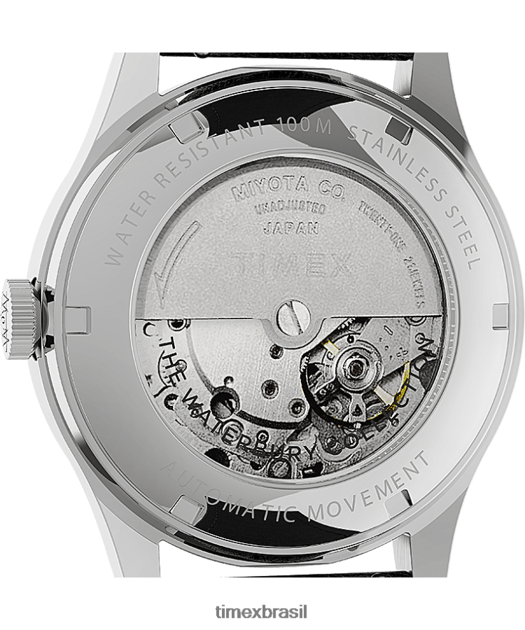 relógios | Timex homens Waterbury tradicional relógio automático com pulseira de couro de 39 mm XFN60X58 aço inoxidável/preto/tom prateado