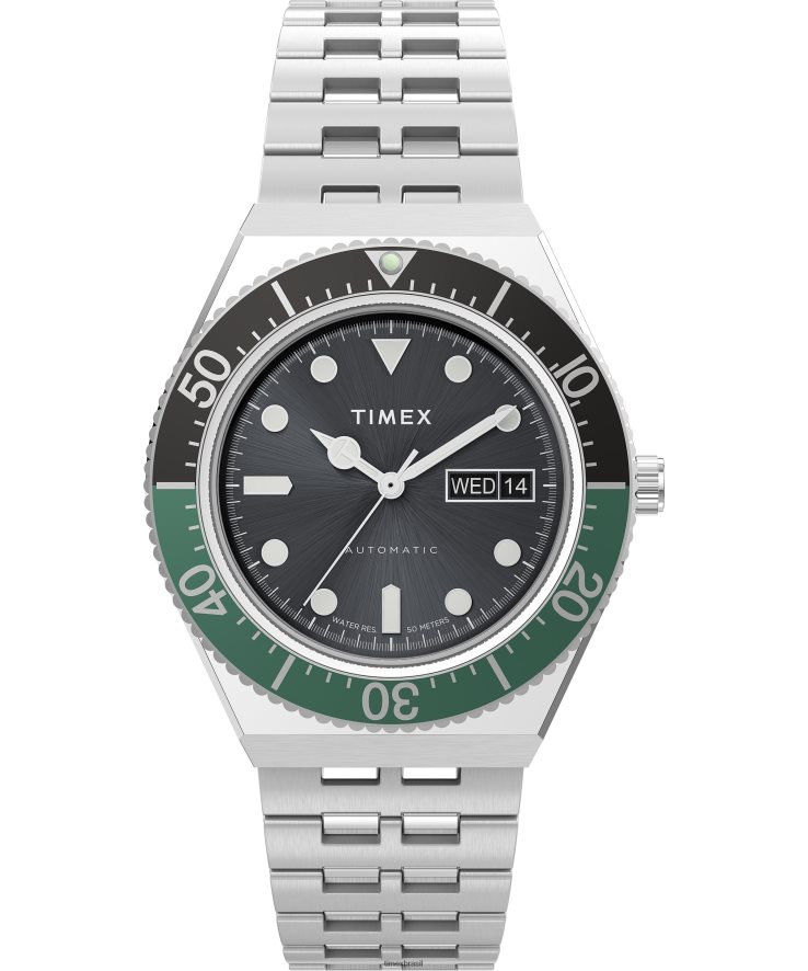 relógios | Timex homens relógio automático com pulseira de aço inoxidável m79 de 40 mm XFN60X49 em aço inoxidável/cinza