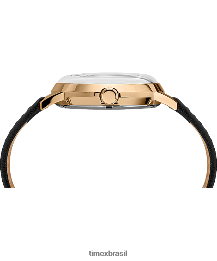 relógios | Timex homens relógio automático marlin com pulseira de couro de 40 mm XFN60X59 preto/dourado