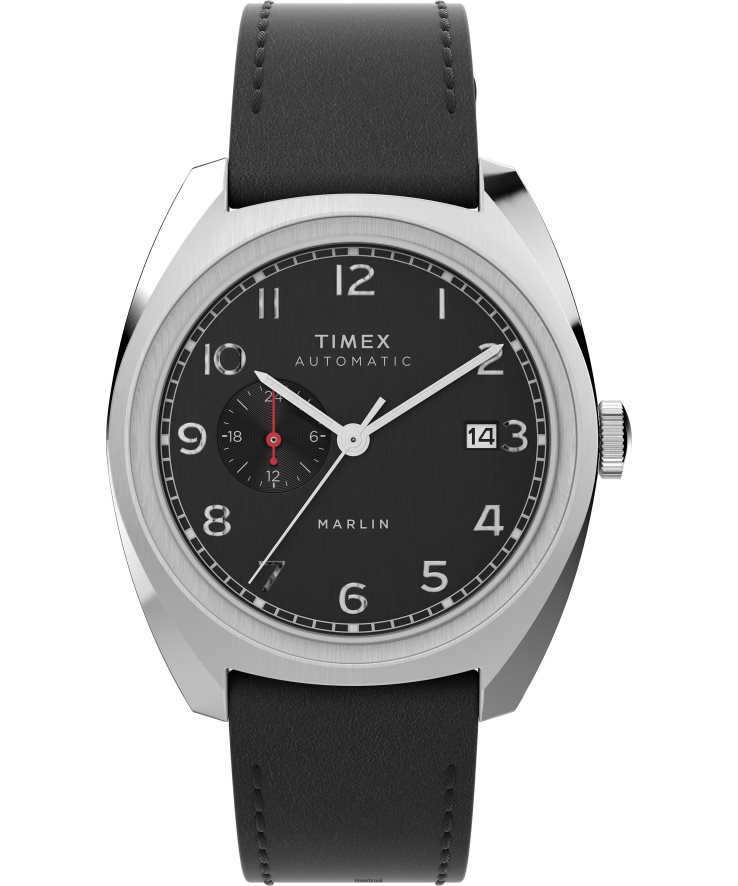 relógios | Timex homens relógio marlin sub-dial automático com pulseira de couro de 39 mm XFN60X39 aço inoxidável/preto