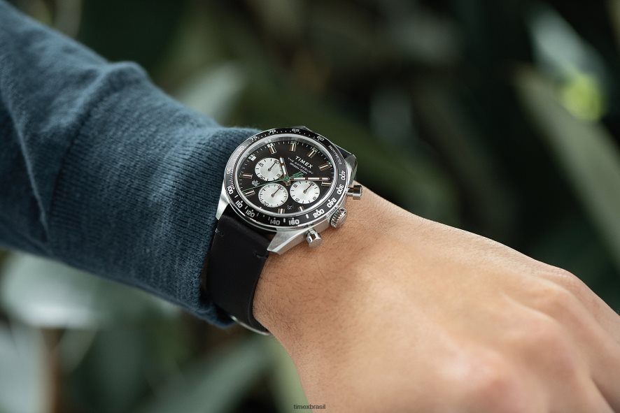 relógios | Timex homens Relógio com pulseira de couro Waterbury cronógrafo 41 mm XFN60X91 aço inoxidável/preto/azul