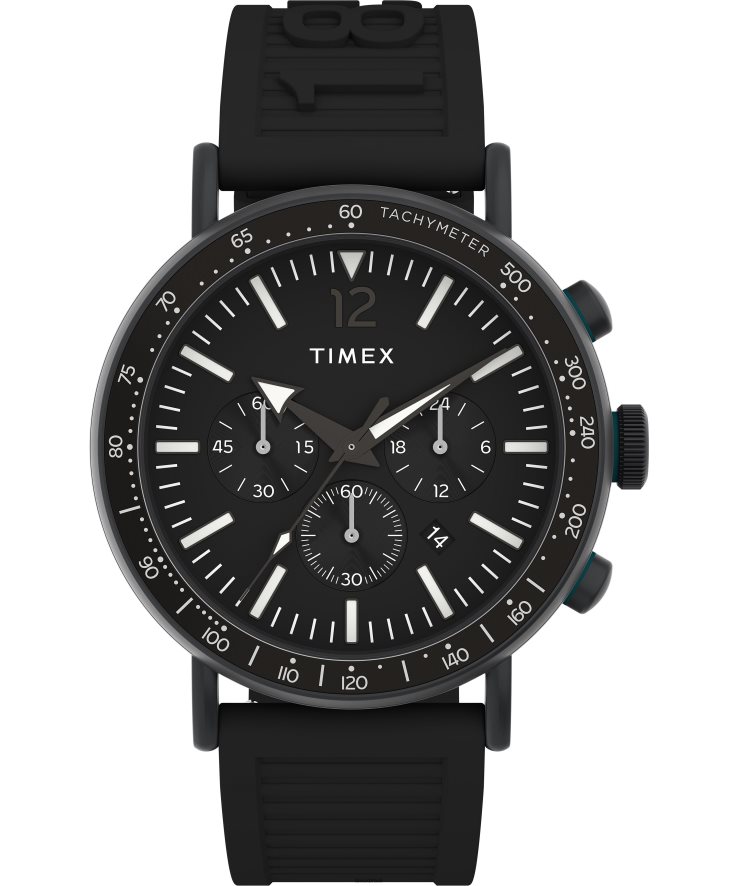 relógios | Timex homens Relógio com pulseira de resina ecológica de 43 mm com cronógrafo taquímetro padrão XFN60X86 preto